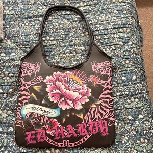 Ed Hardy Floral Black/Pink Tote (new without tags) never used!